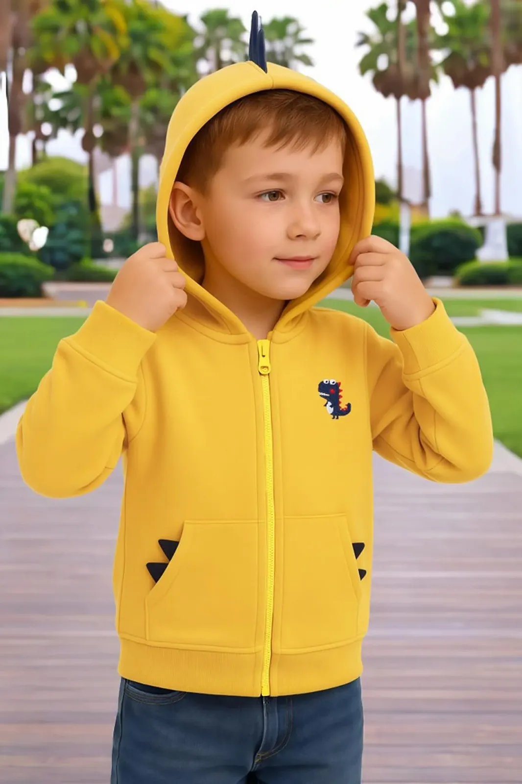 Худі Alleen для хлопчиків Толстовка з динозавром з кишенями, фото №2 Худі Alleen для хлопчиків Толстовка з динозавром з кишенями, фото №2