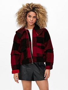 Куртка ONLY ONLBROOKLYN Укороченная XS Barbados Cherry Расцветка клетка - Фото 1