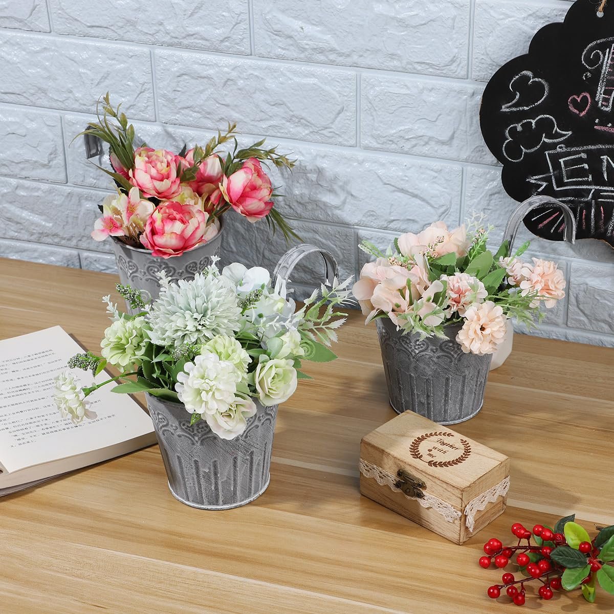 Подвесные горшки Yardwe Vintage металлические 5 шт., фото №5