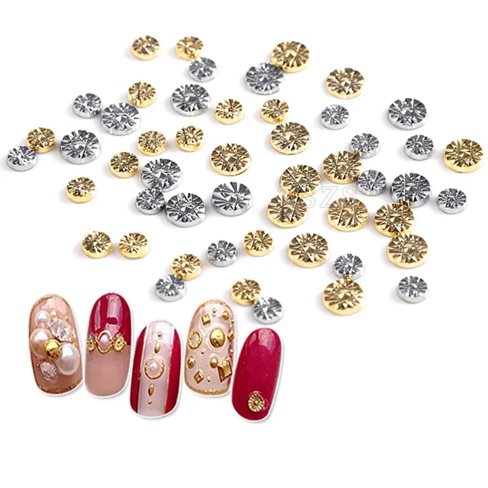 Заклепки для ногтей с узором мини-подсолнуха 120 шт., металлические 3D украшения для ногтей, фото №1