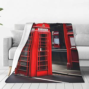 Фланелева Покривало Red Phone Booth London Street, надм'яка, зручна та тепла - Фото 1