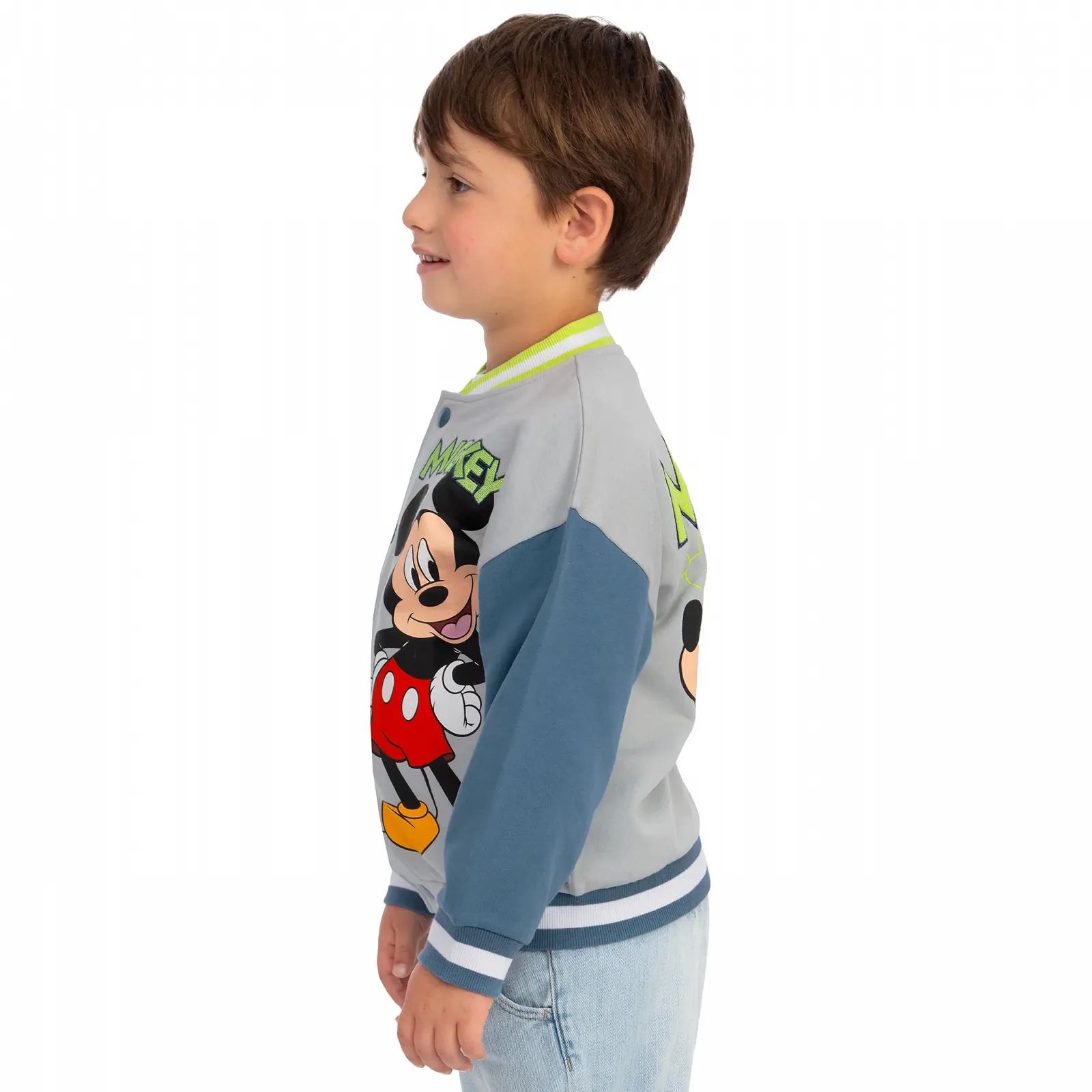 Бомбер Disney Mickey Mouse Бавовняна куртка для хлопчиків Сірий та Синій, фото №6 Бомбер Disney Mickey Mouse Бавовняна куртка для хлопчиків Сірий та Синій, фото №6