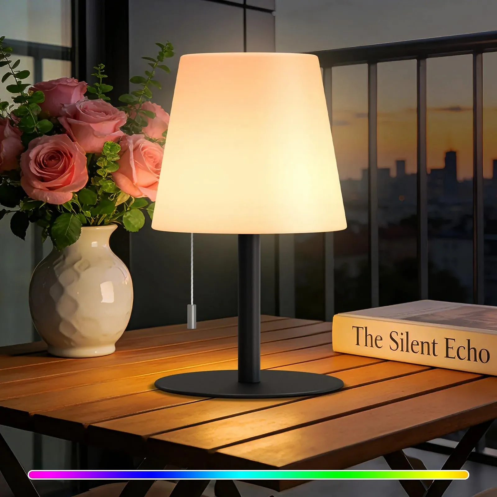 Настільна лампа uuffoo LED акумуляторна бездротова 8 кольорів IP44 USB C, фото №1