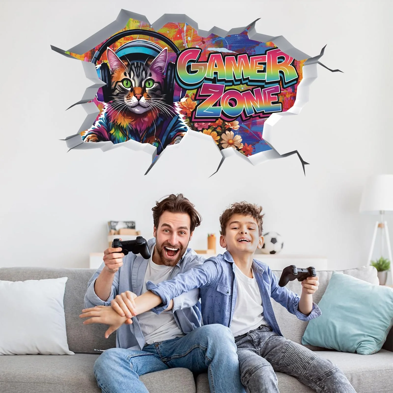 Наклейка на стену Gamer Zone 3D Large для детской и игровой комнаты, фото №4