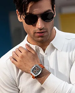 Мужские часы Квадратные Аналоговые TSAR BOMBA 50 м Водонепроницаемые Tonneau Хронограф Спортивный Дизайн Ночные часы с Резиновым Ремешком synthetic.ua - Фото 1