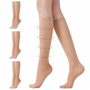 Поддерживающие женские гольфы 3 пары 40D Прозрачные нейлоновые чулки Компрессионные носки, Черный, Телесный цвет - Фото 1