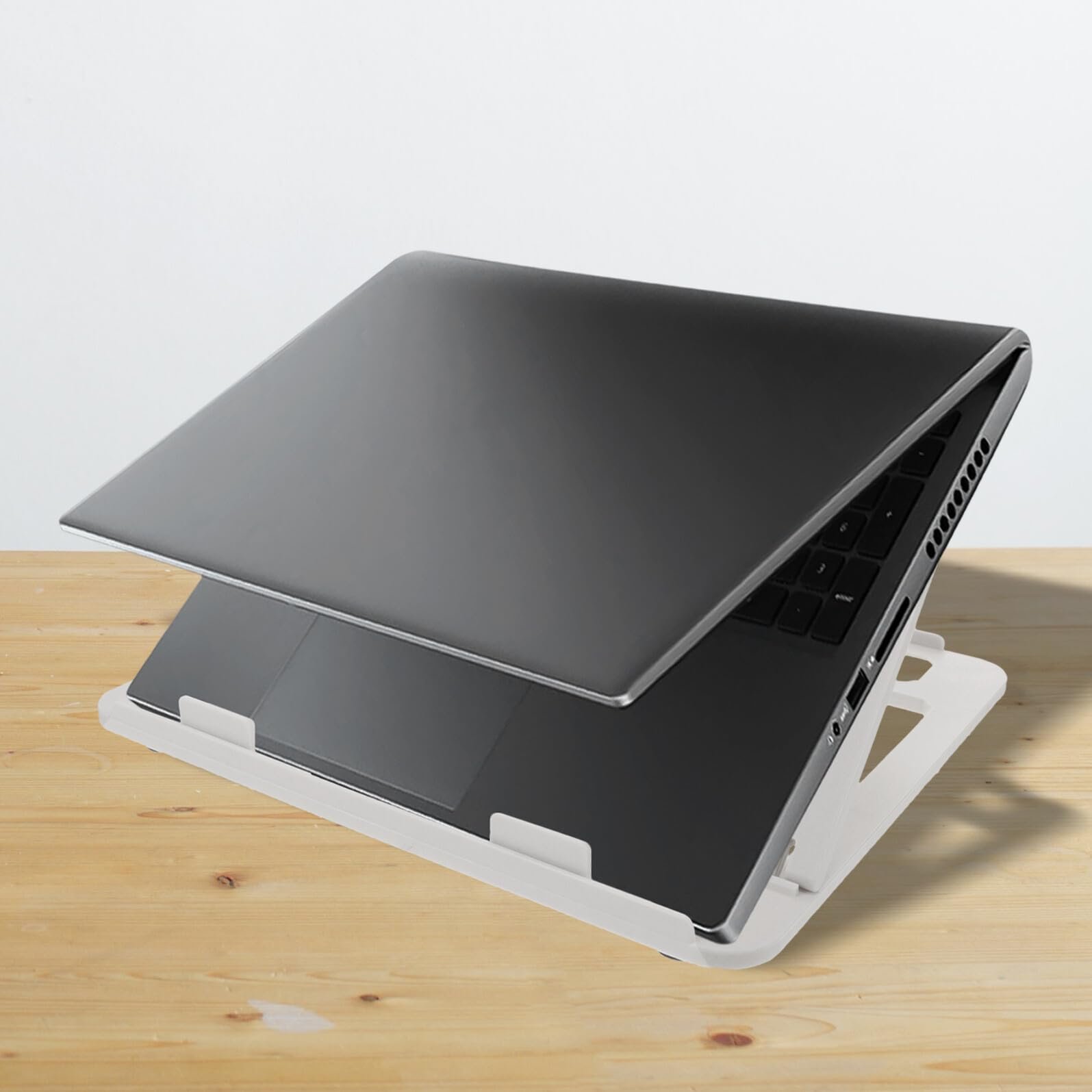 Регульована складна підставка для ноутбука з міцного пластику з розсіюванням тепла, багатофункціональний тримач для ноутбука, планшета та книги, ергономічна, підходить для дому та офісу, фото №3