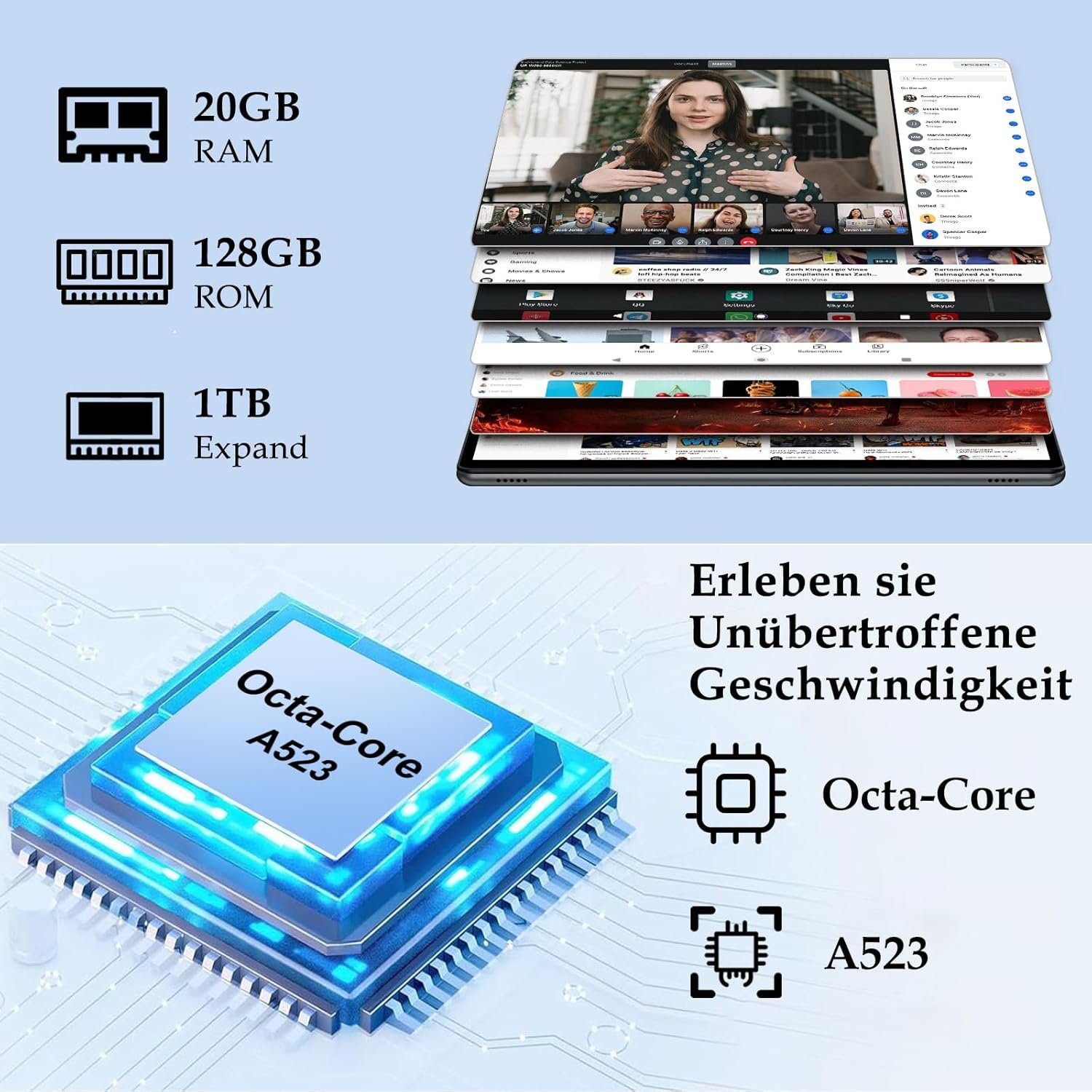 Планшет 10.1" ZIOVO Z138 6+14/128Gb 8 ядер Android 14 6000 mAh Черный, фото №5