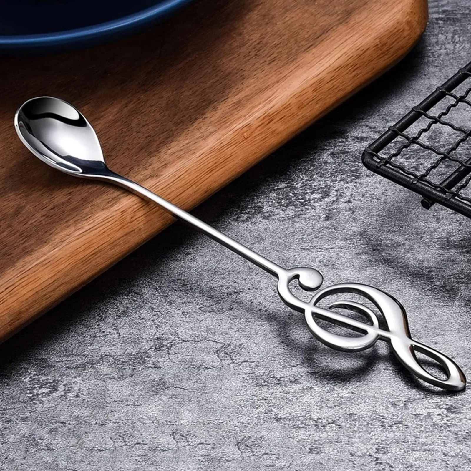 Ложка кавова MIVIDE Музична нота Срібний, набір 16 шт, фото №6