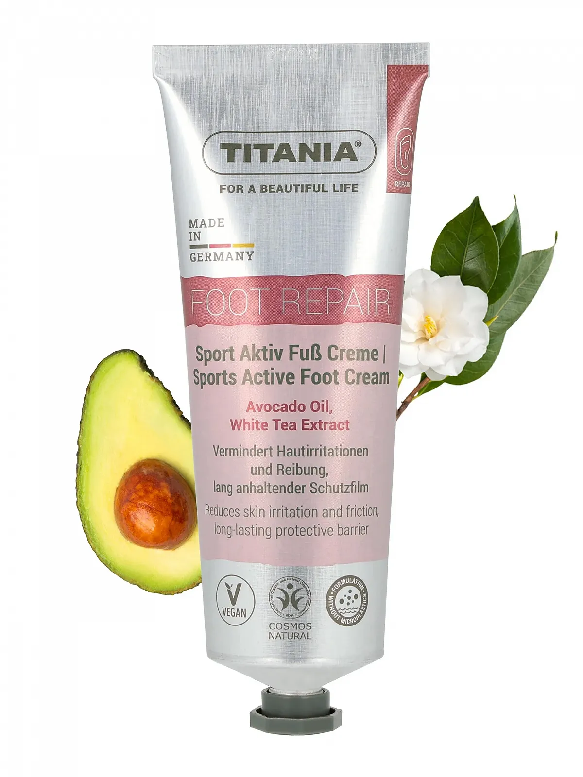 Крем для ног TITANIA Sport Active питательный и защитный с маслом авокадо и белым чаем 75 мл, фото №1