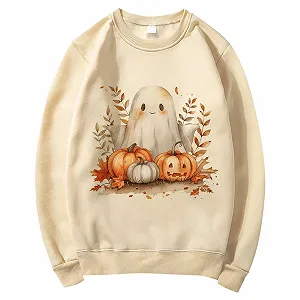 Свитшот Женский Halloween 2025 Свободного Кроя, большого размера, Милый Рисунок, Повседневный Осенний Пуловер, Верх для Вечеринки, Фестиваля, Отдыха на Природе, Свадьба - Фото 1