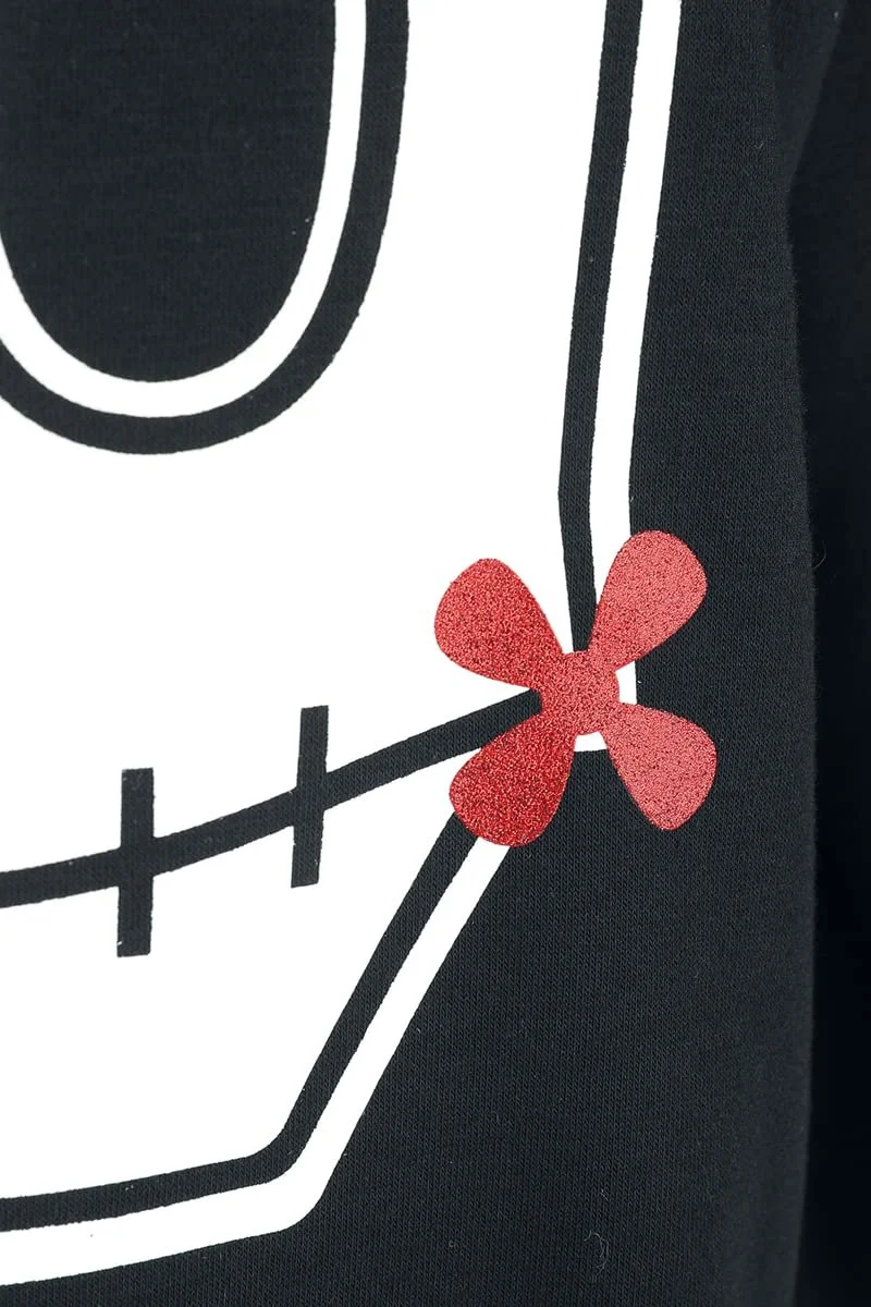 Женский свитшот EMP Stage Collection с черепом, показывающим рок, черный, фото №2