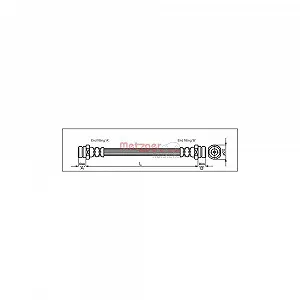 Тормозной шланг METZGER 4113310 для MITSUBISHI, передняя ось слева, на тормозном суппорте - Фото 1