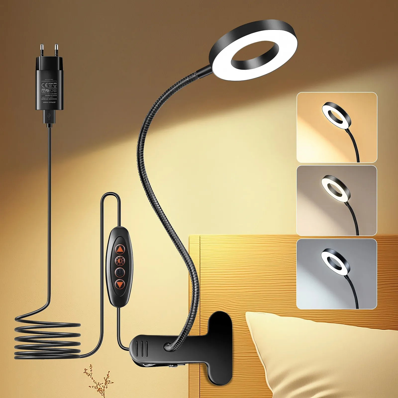 Лампа для читання One Fire 48 LED USB 10 W 40 cm 360° Flexible Clamp Lamp, фото №5
