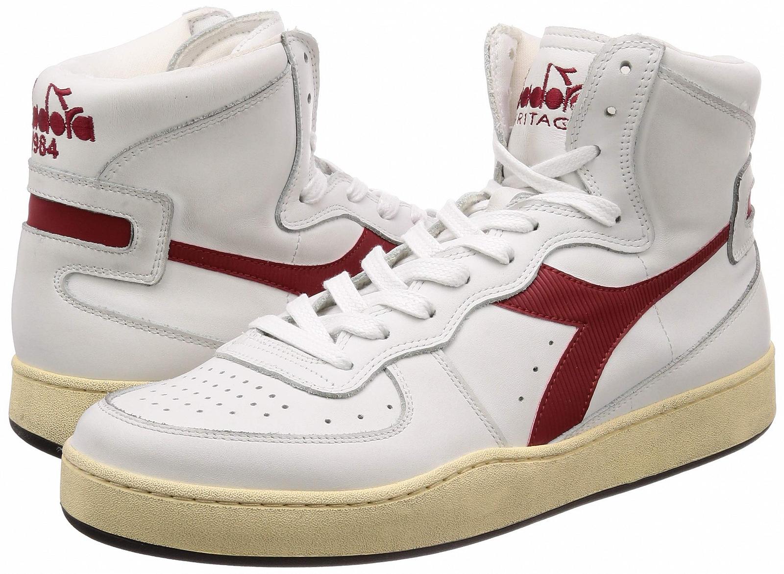 Кроссовки Diadora Heritage MI Basket Used из натуральной кожи мужские высокие Бело-серый, фото №7