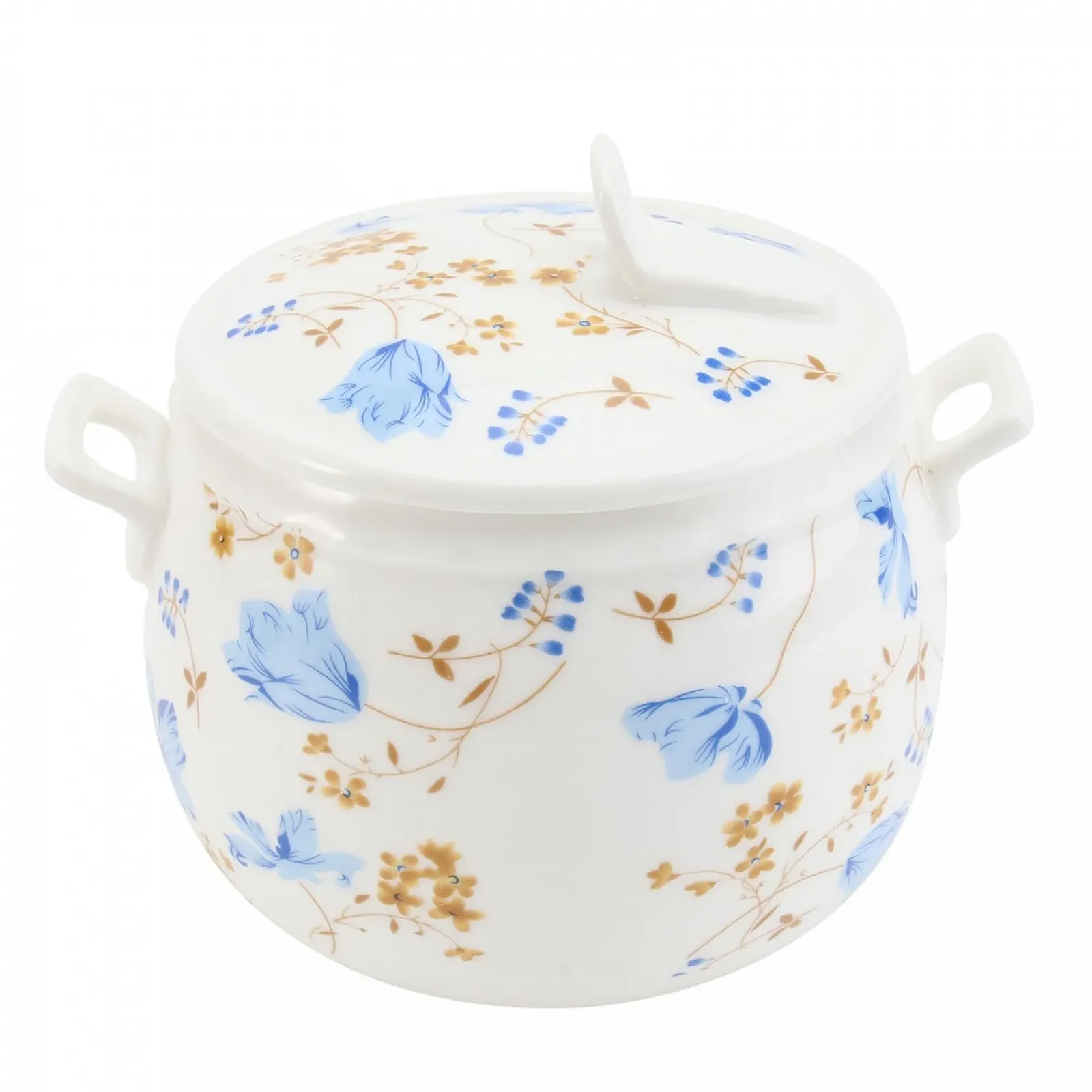 Кастрюля керамическая Mobestech с крышкой термостойкая с узором орхидеи, фото №1