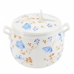 Кастрюля керамическая Mobestech с крышкой термостойкая с узором орхидеи - Фото 1