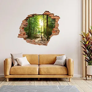 Наклейка на стіну DW000190 Forest Nature Trees Red Stone 121 см x 100 см synthetic.ua - Фото 1