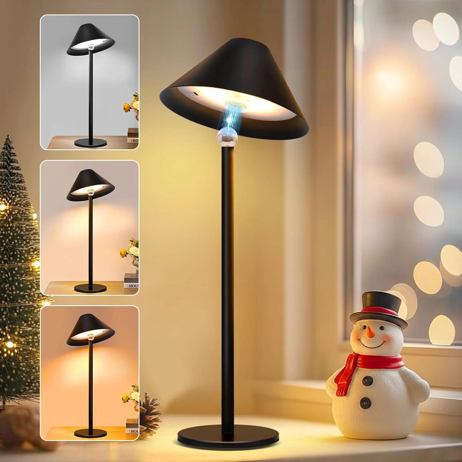 Настільна лампа Rosnek LED Бездротова 360° Магнітна 4000 мАг 3 кольори Сенсорна, фото №1