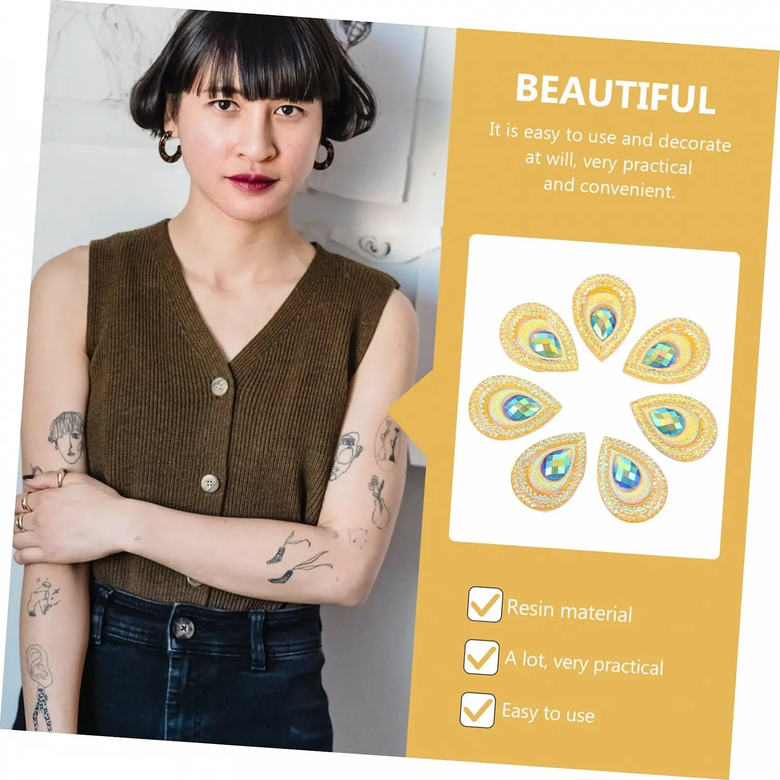 Стразы Капли воды из смолы 2 шт. для одежды, украшений ручной работы, разнообразных материалов для свадебных аксессуаров и моды, фото №9