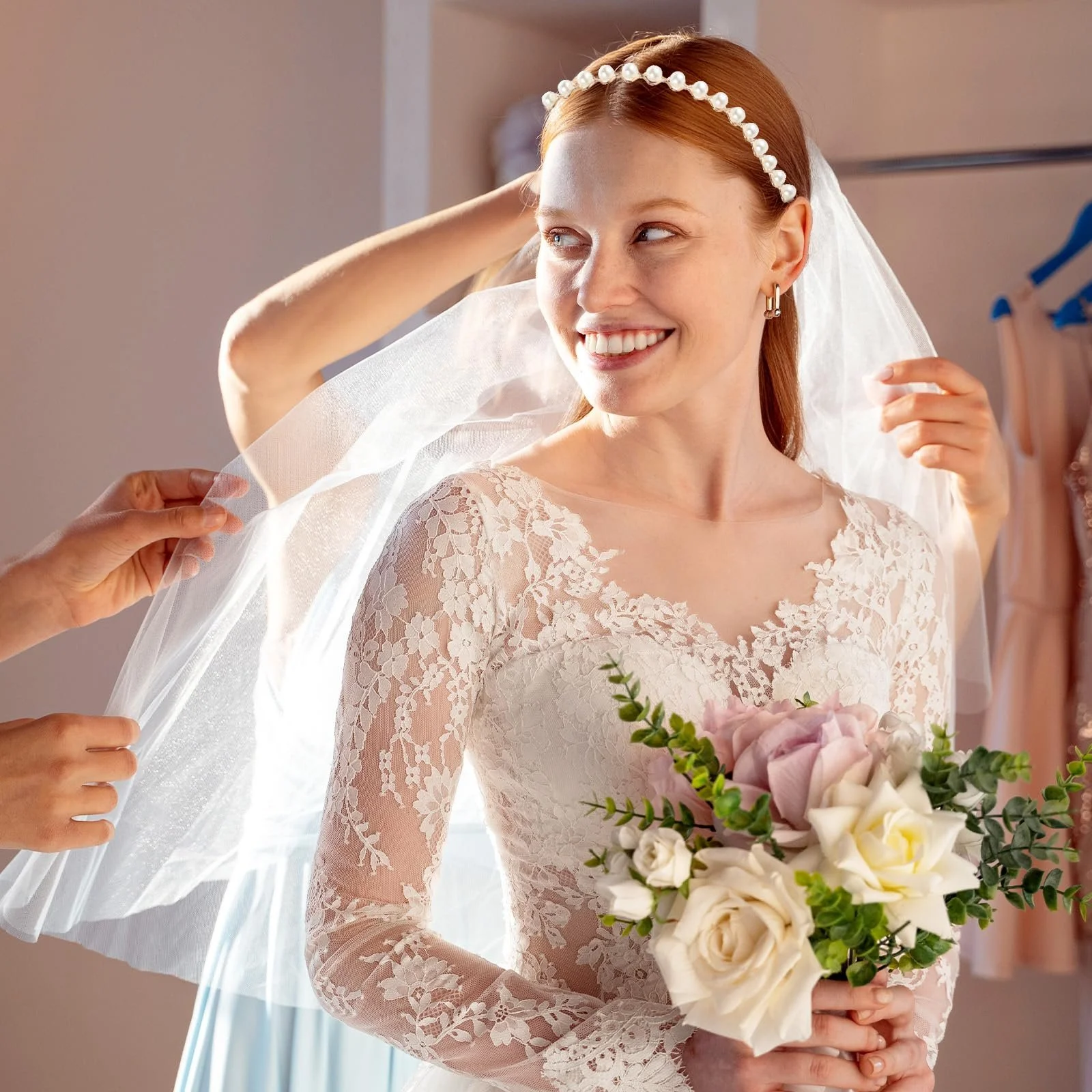 Обруч 3 шт Білий Перлинний, фото №4