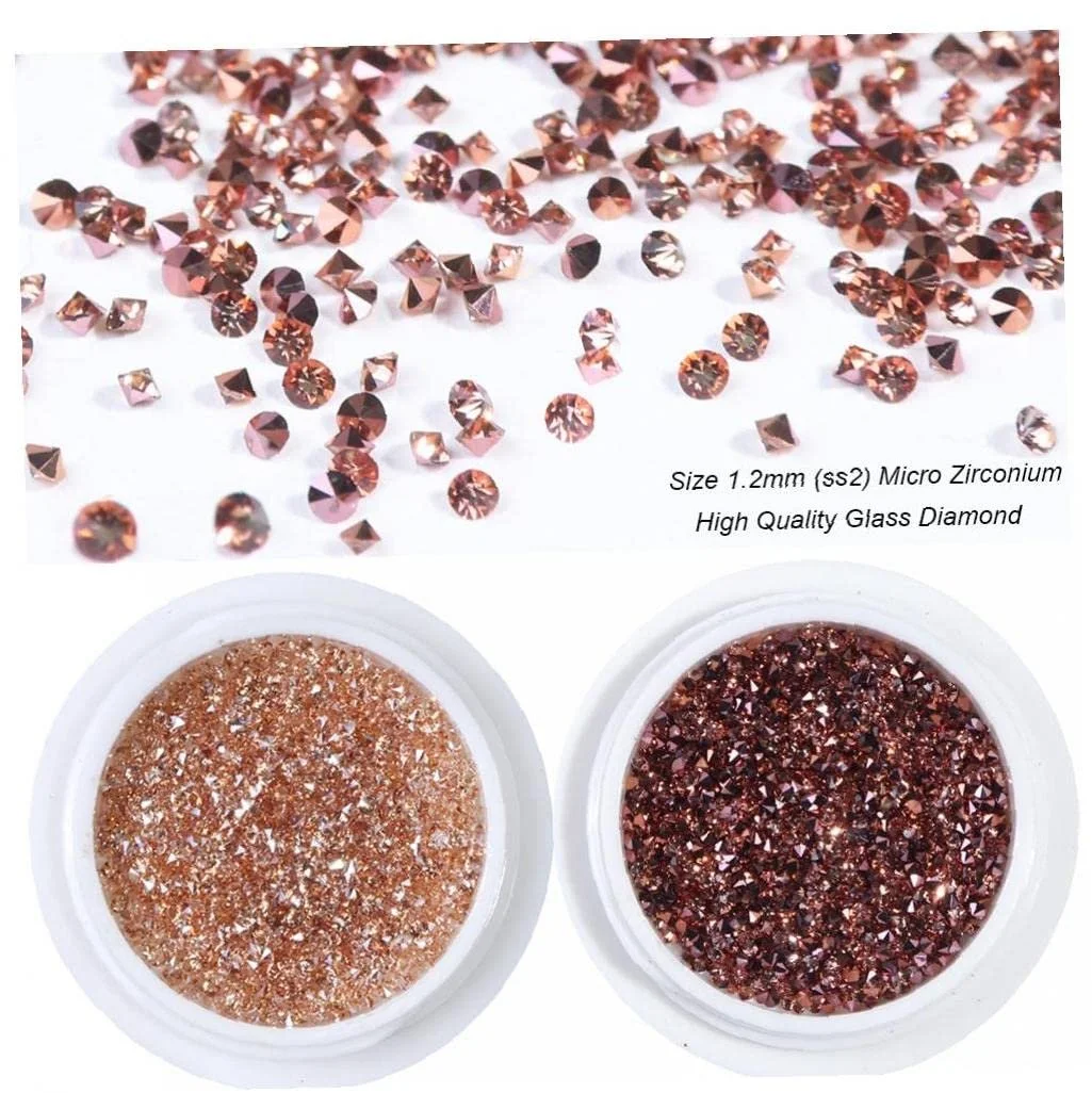 Стразы для ногтей Кристалл Циркон Блестки Мини-бусины для дизайна ногтей 1.2 мм Розовый, фото №4