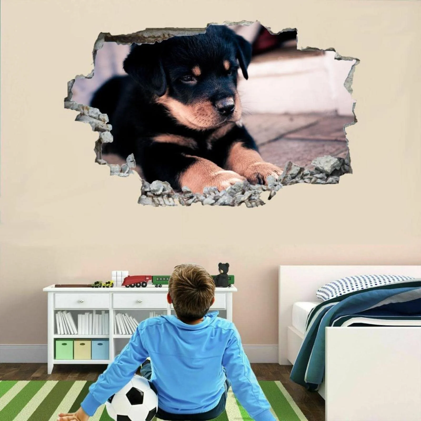 Наклейка на стіну 3D Прорив Собака Вінілова Самоклеюча 75 x 50 см, фото №1 Наклейка на стіну 3D Прорив Собака Вінілова Самоклеюча 75 x 50 см, фото №1