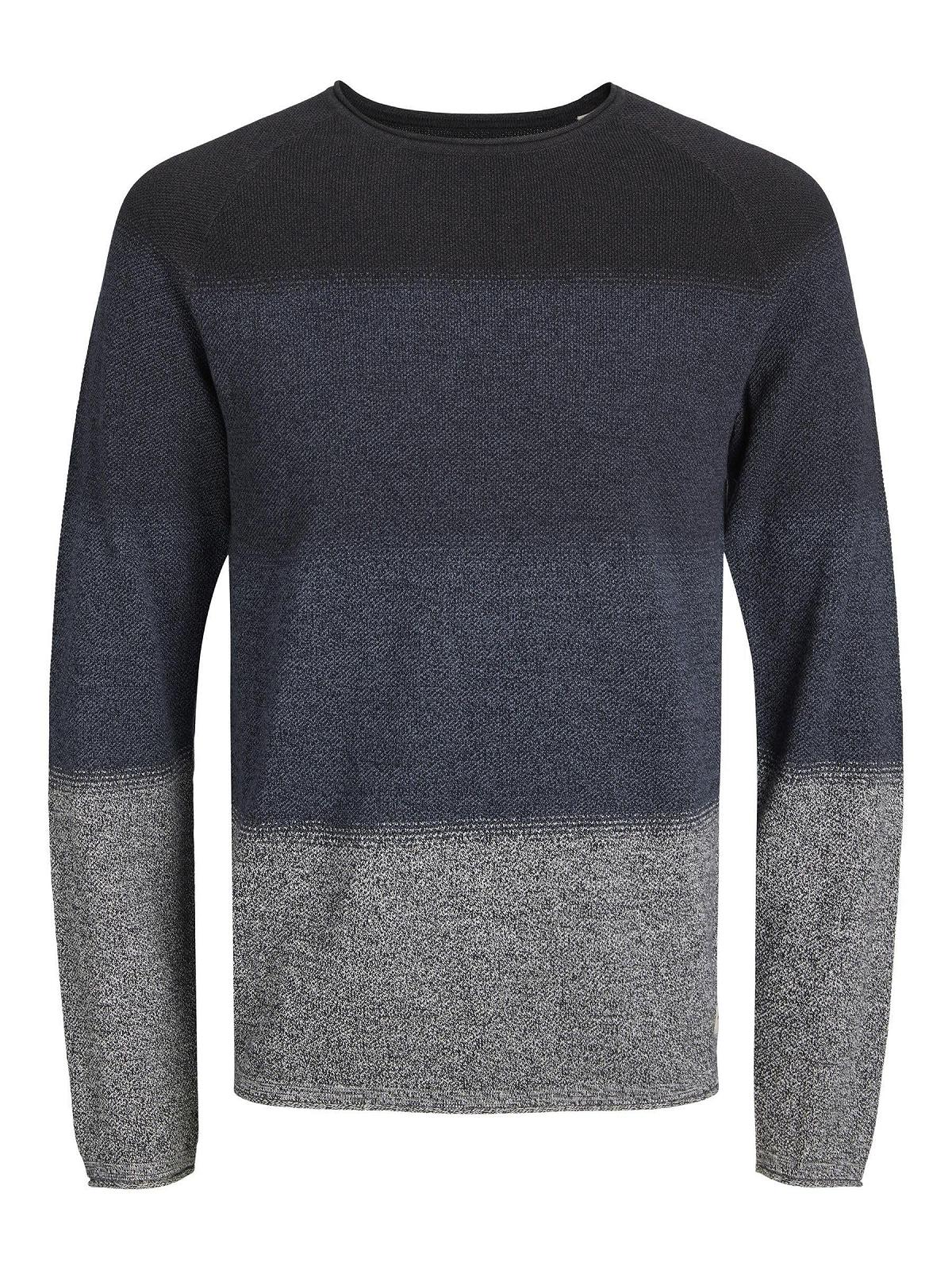 Вязаный пуловер JACK & JONES JJEHILL Мужской с круглым вырезом Базовый Длинный рукав Хлопковая рубашка, фото №2