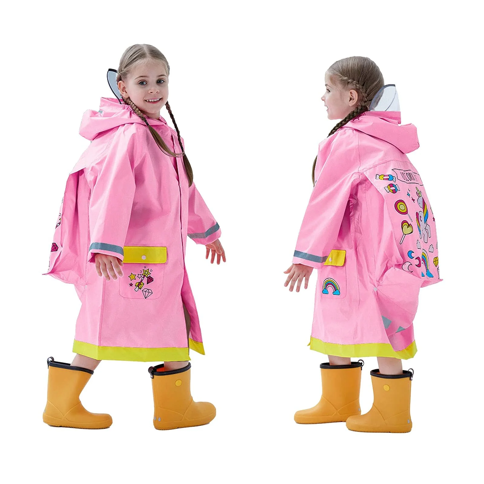 Детский дождевик Baogaier для девочек и мальчиков, дождевое пончо, дождевой костюм, дождевик, дышащий, водонепроницаемый, цельный, легкий, уличный, общий, дождевик Softshell для спорта, школы, унисекс, 3-12 лет, фото №1