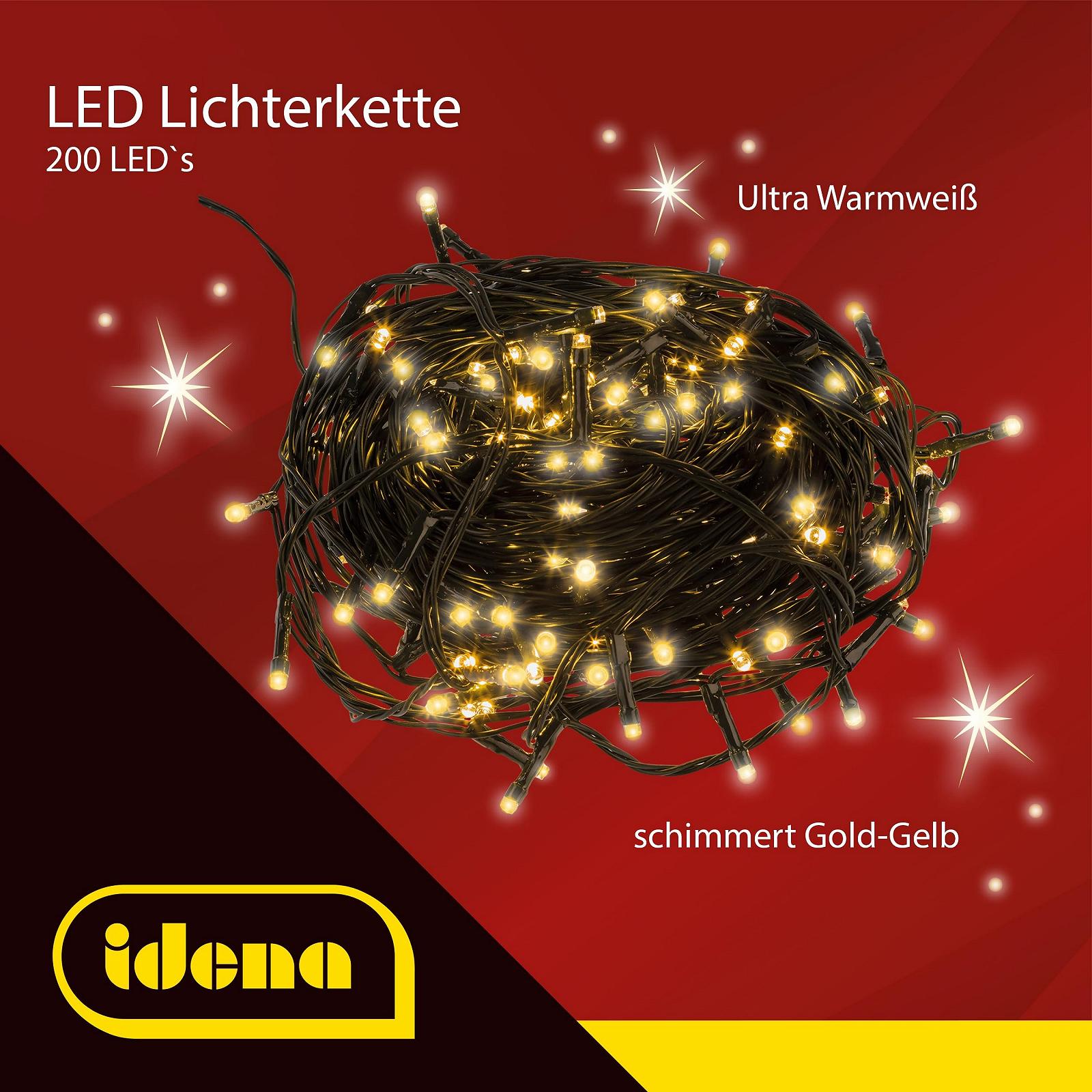 Гирлянда LED Idena 31805, 200 LED, ультра теплый белый, фото №2