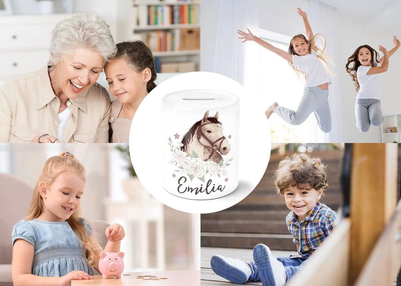 Скарбничка дитяча керамічна персоналізована Кінь, фото №6