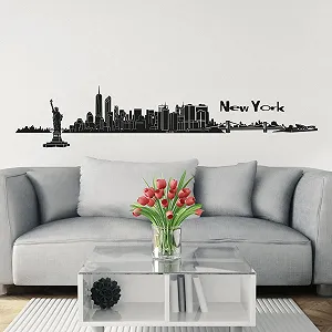 Наклейка на стіну Скайлайн міста 125 x 30 см вінілова чорна - Фото 1