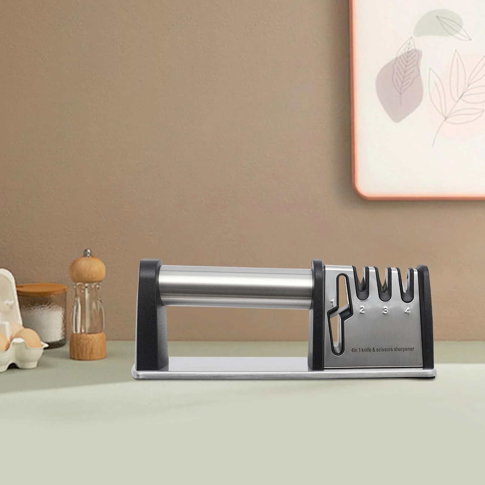 Точило для ножів Classic 3-ступінчаста професійна ручна ергономічна з точилкою для ножиць, фото №6