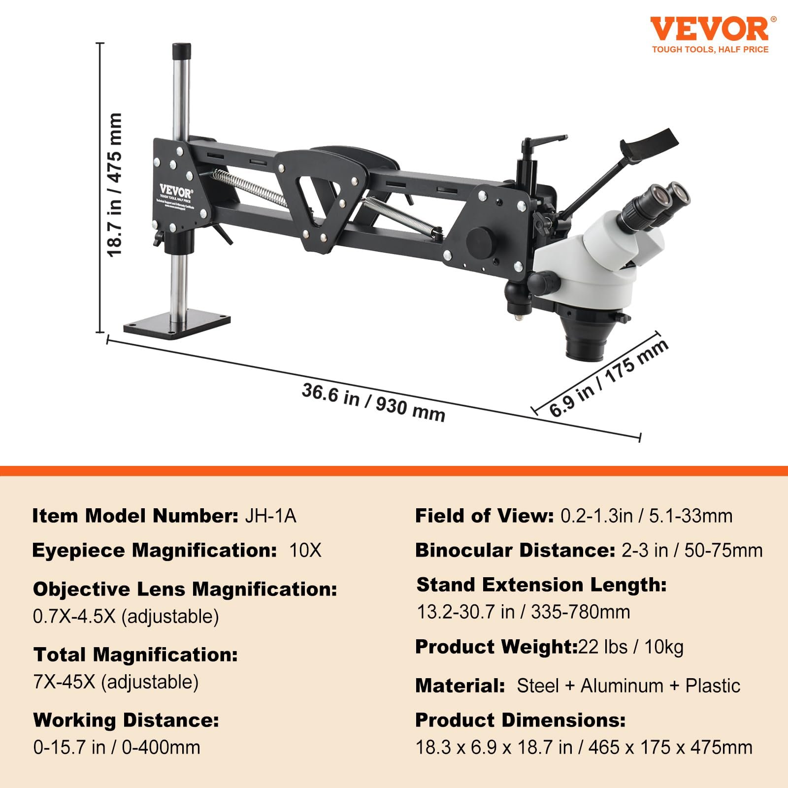 Микроскоп VEVOR Multi Directional с пружинным креплением, ювелирный, увеличение 7X 45X, со встроенной USB кольцевой светодиодной подсветкой, фото №7