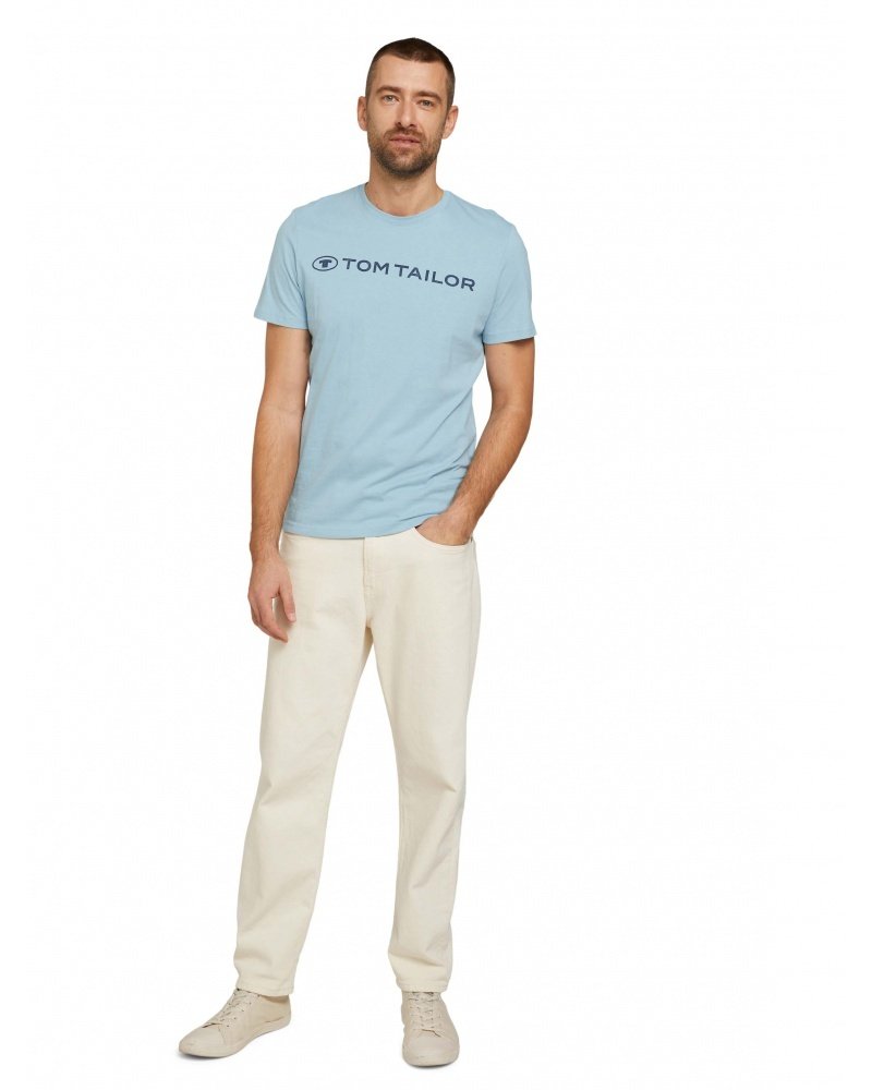 Футболка printed crewneck logo  1030527XX1026298 Tom Tailor Блакитний M, фото №4