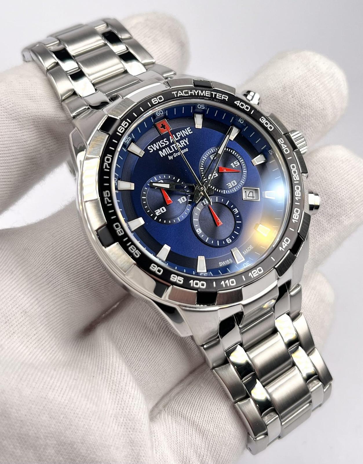 Мужские часы Swiss Alpine Military Хронограф Ronda Quartz 10 ATM 7043, браслет, фото №5