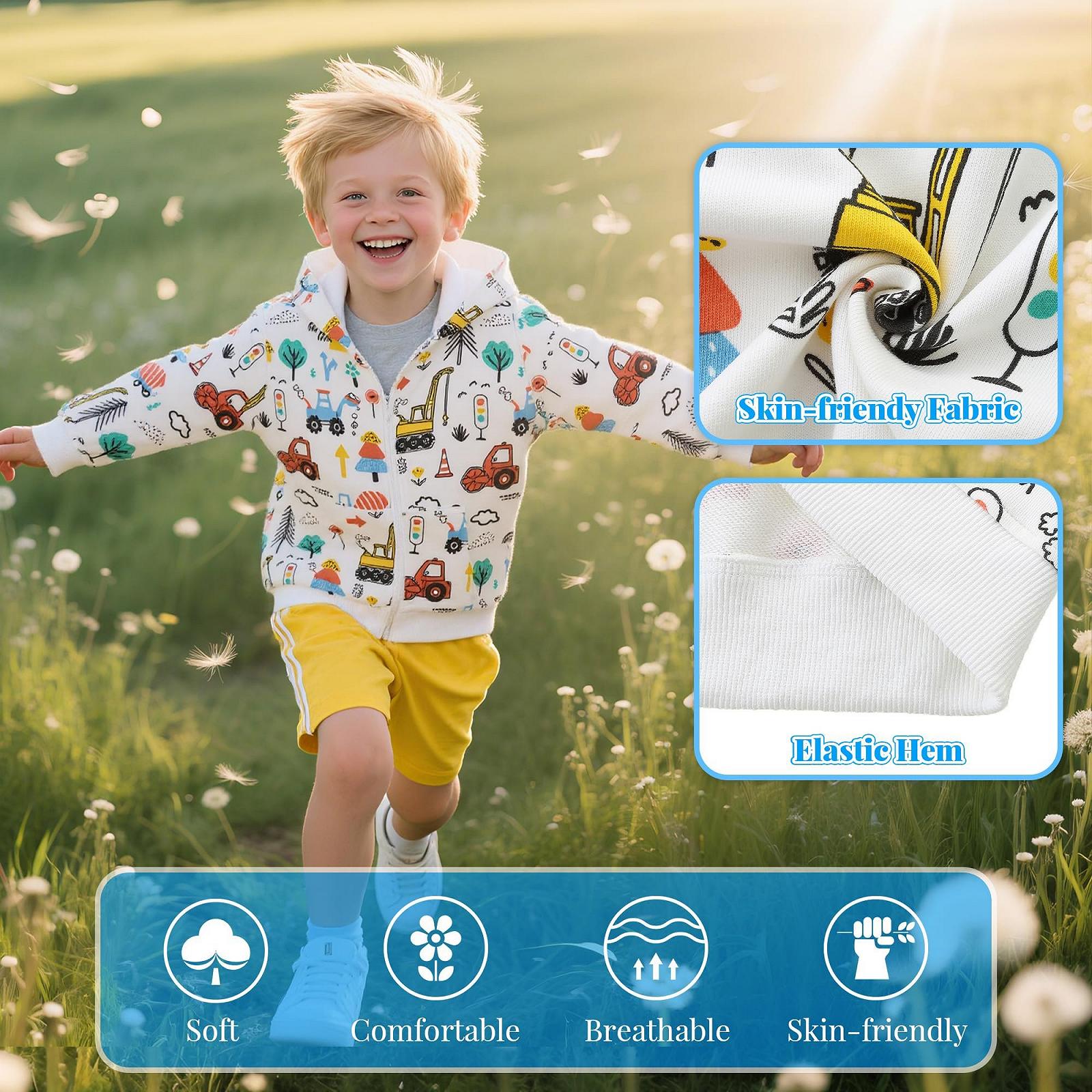 Худі на блискавці Tokeya для хлопчиків, з довгими рукавами, тепла бавовняна Кофта, фото №4