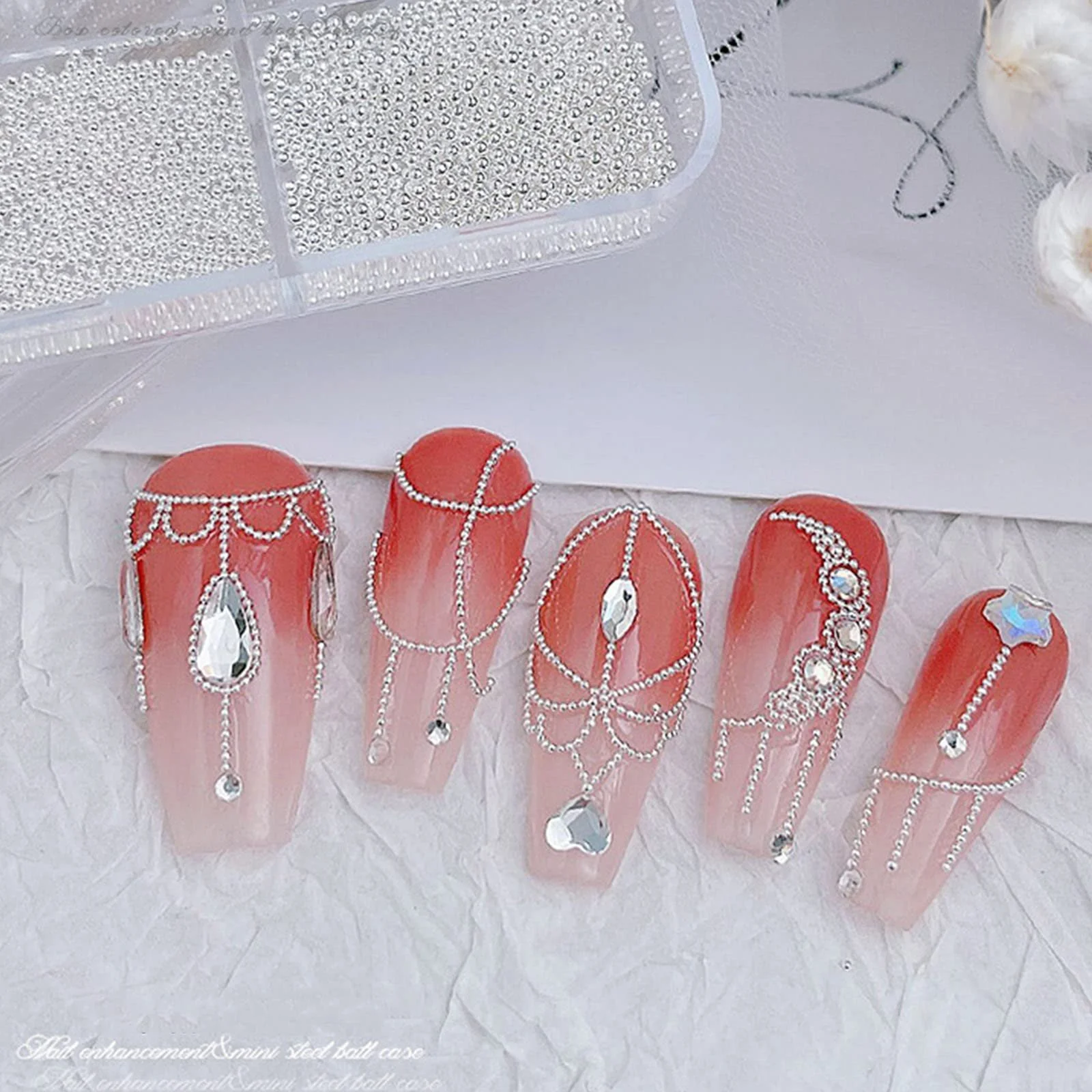 Маленькі намистини з нержавіючої сталі для декорування нігтів, кульки з ікрою для гелевого полірування, фото №7