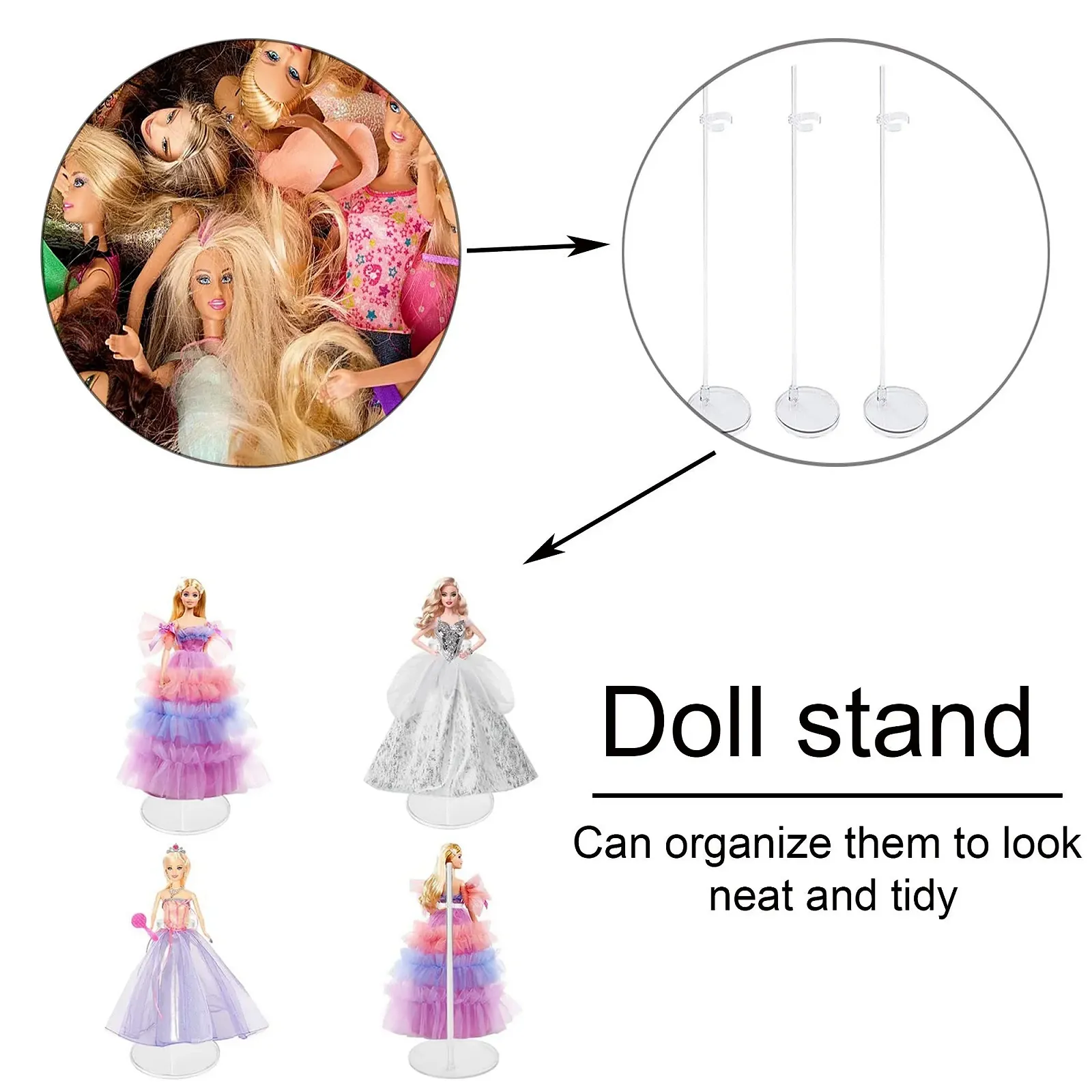 Стойка YZSZ D110130160 для ляльок Барбі прозора пластикова регульована міцна непорушна для іграшок, фото №4 Стойка YZSZ D110130160 для ляльок Барбі прозора пластикова регульована міцна непорушна для іграшок, фото №4