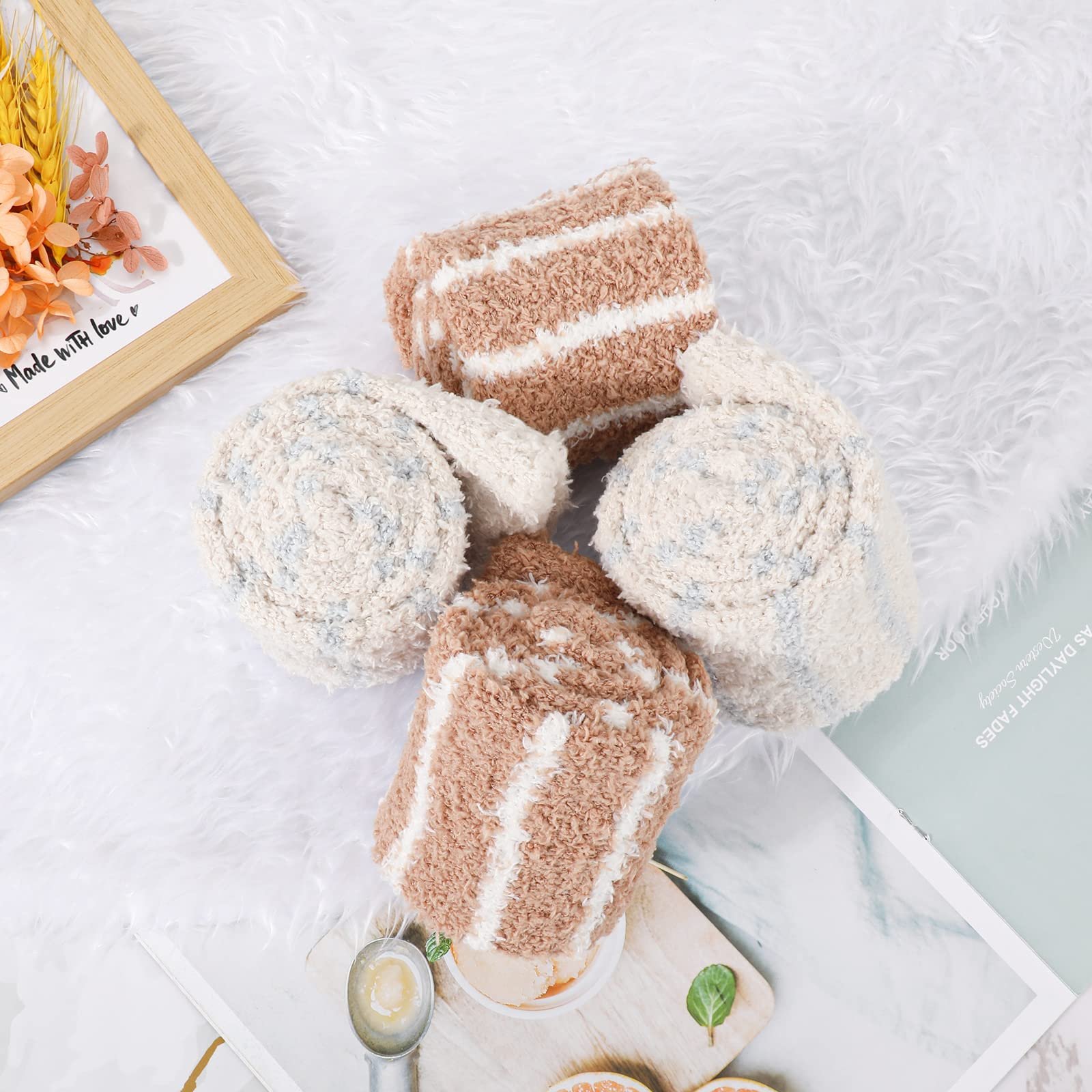 Высокие носки Fluffy для девушек, 2 пары, зимние, разноцветные, фото №4