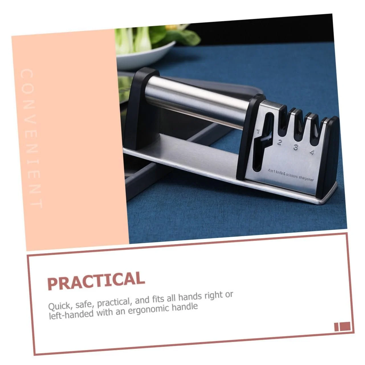 Точилка для ножів ручна з міцного матеріалу з ергономічною ручкою та нековзною основою, фото №5 Точилка для ножів ручна з міцного матеріалу з ергономічною ручкою та нековзною основою, фото №5