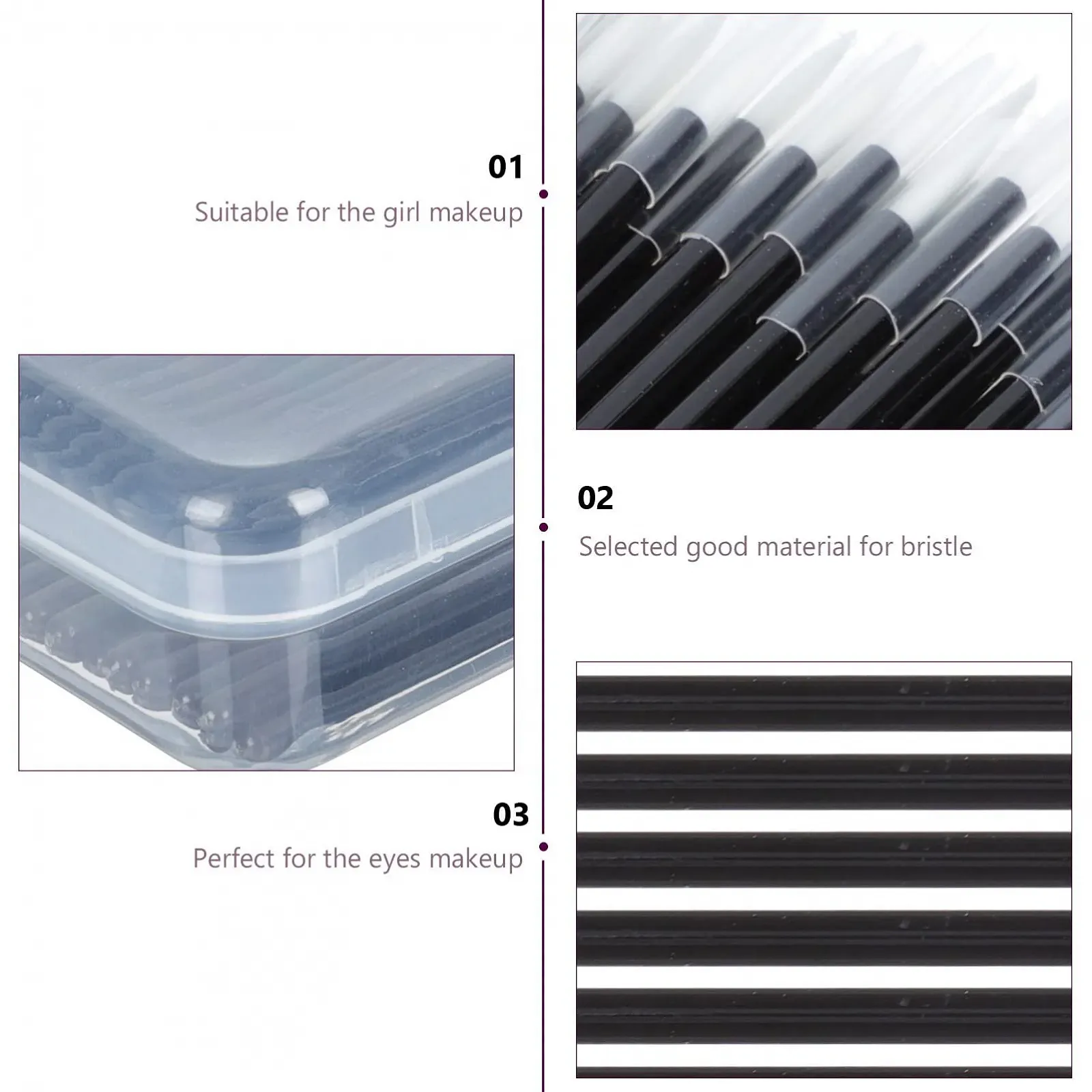 Кисті для підводки очей Beaupretty 50 шт., фото №5