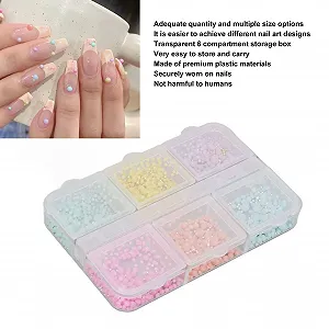 Украшение для ногтей (5 коробок) Разноцветные маленькие круглые пластиковые бусины разных размеров 3D synthetic.ua - Фото 1