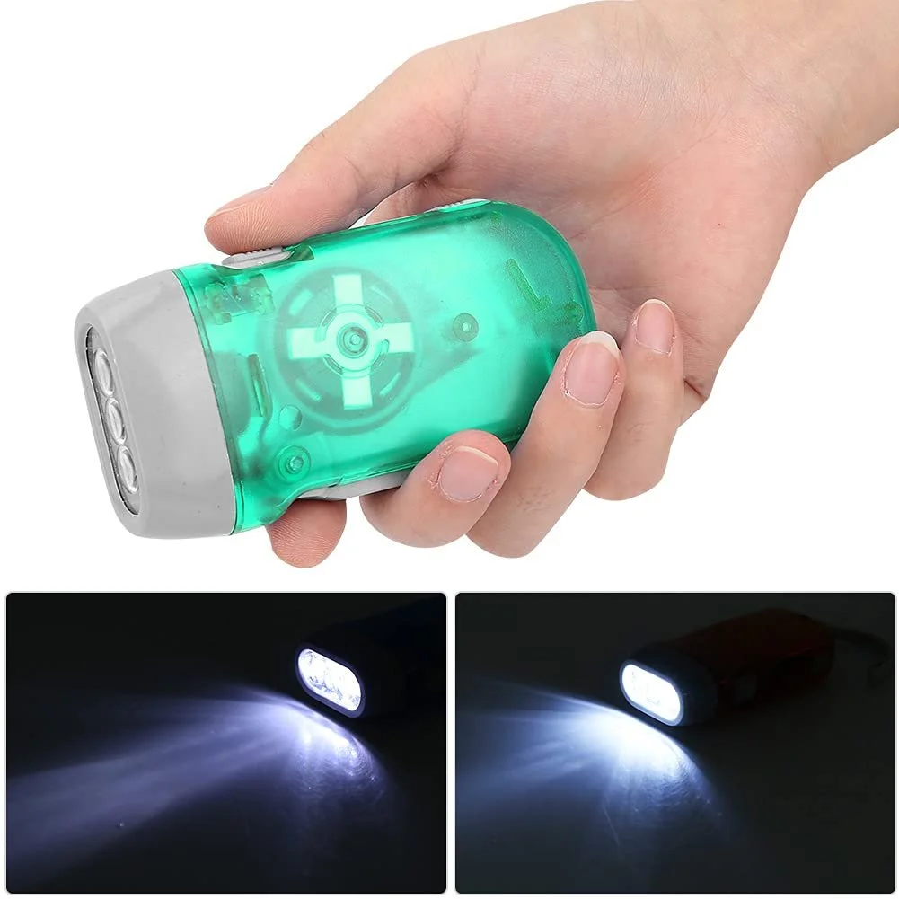 Ручний ліхтарик з ручним приводом Mini, ABS матеріал, аварійний , легкий, портативний, світлодіодне джерело світла, висока яскравість, для подорожей Жовтий з зеленим, фото №4