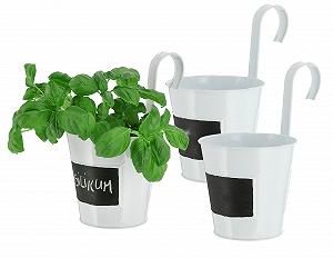 Металеве кашпо Spetebo Набір з 3 шт. Білий З полем для написів - Фото 1