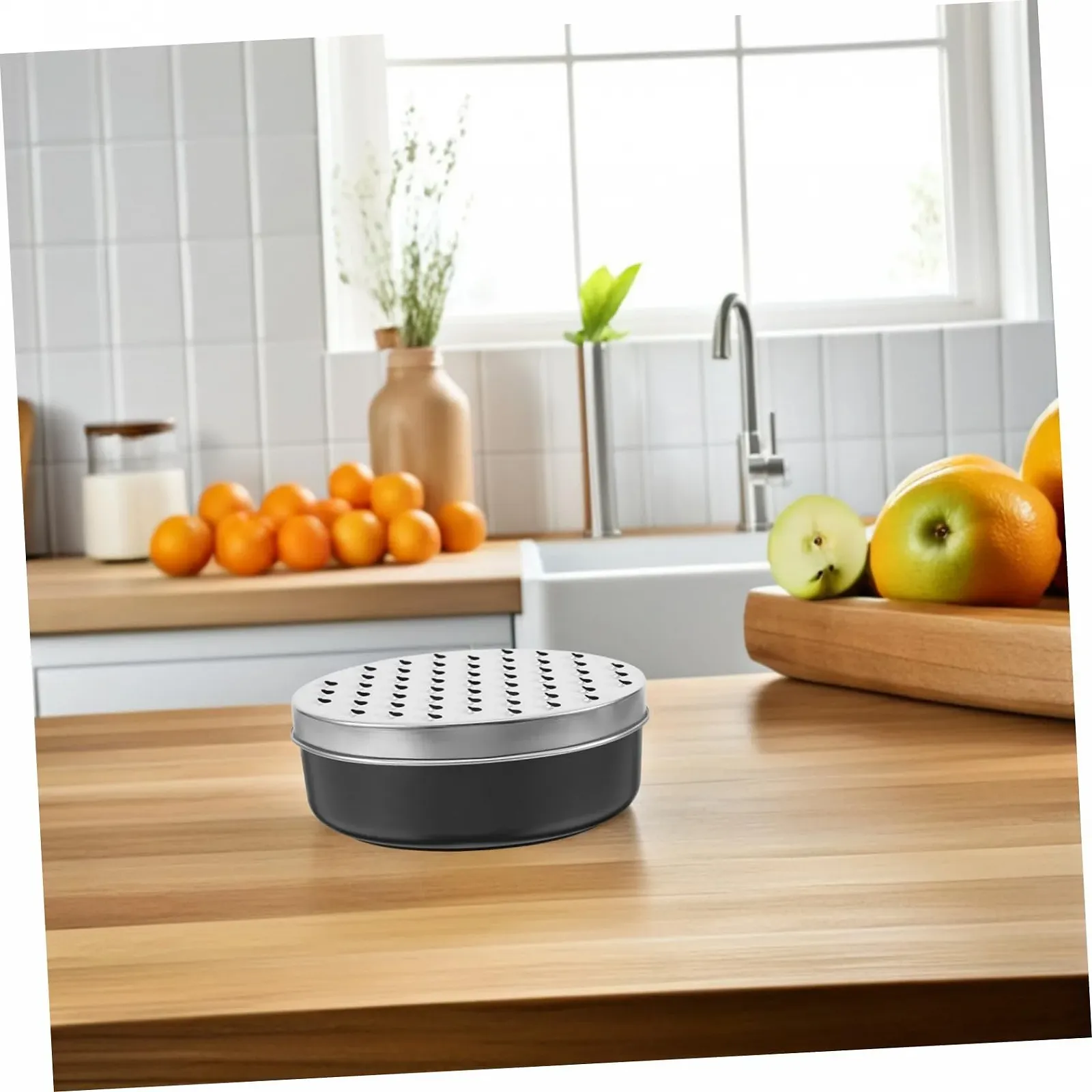 Ручна терка Овальна двостороння з контейнером для сиру, овочів, імбиру, інструмент для грубого натирання, фото №7