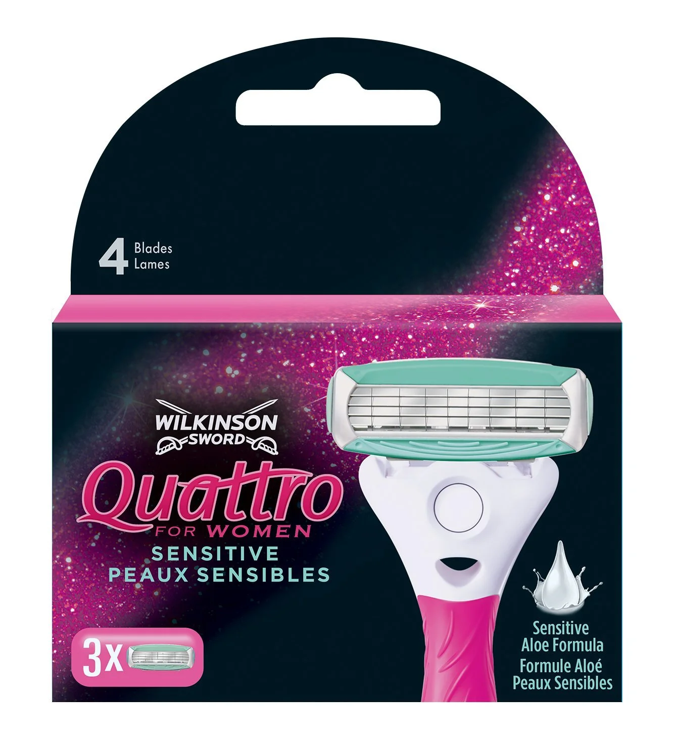 Сменные кассеты Wilkinson Quattro for Women Sensitive 7007143G 3 шт, фото №1 Сменные кассеты Wilkinson Quattro for Women Sensitive 7007143G 3 шт, фото №1
