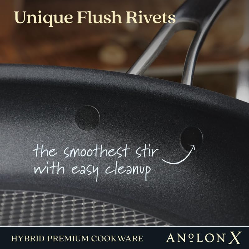 Набір посуду Anolon X Hybrid Non Stick для індукції, каструлі та сковорідки, темно-сірий, набір з 10 штук, фото №6
