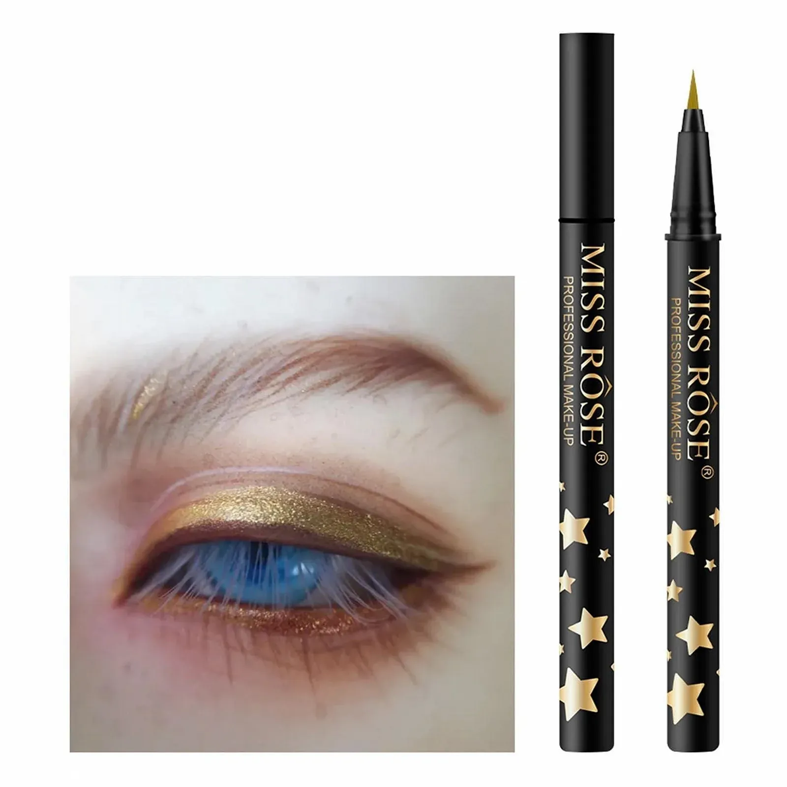 Рідка Підводка для очей з блискітками Fowybe, водостійка, з високою пігментацією, для щоденного використання, фото №6