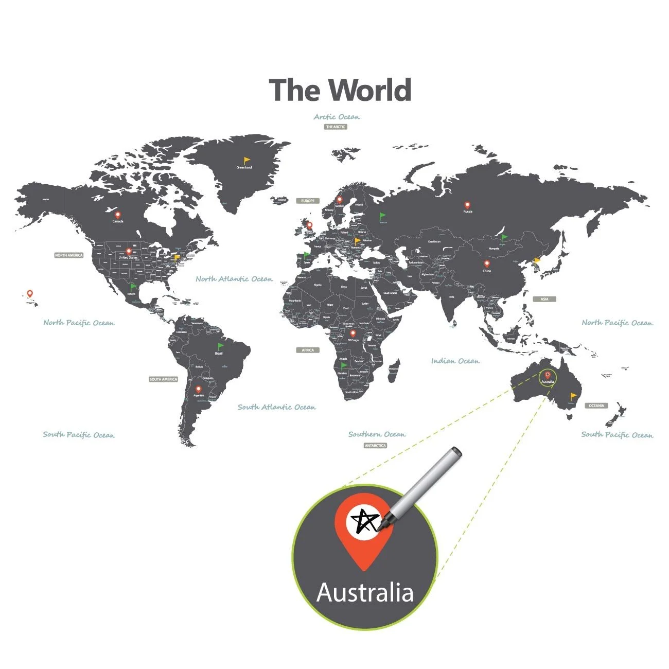 Наклейка на стіну DECOWALL Modern Grey World Map DL3-1609G 164 x 90 см сіра, фото №7